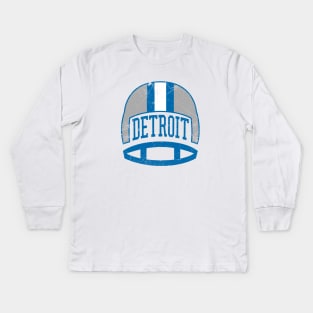 Detroit Retro Helmet - White Kids Long Sleeve T-Shirt